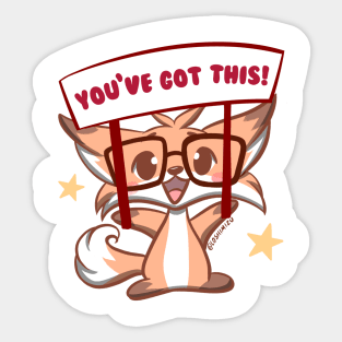 Cute Kawaii Nerd Fox you got this cheering Sticker